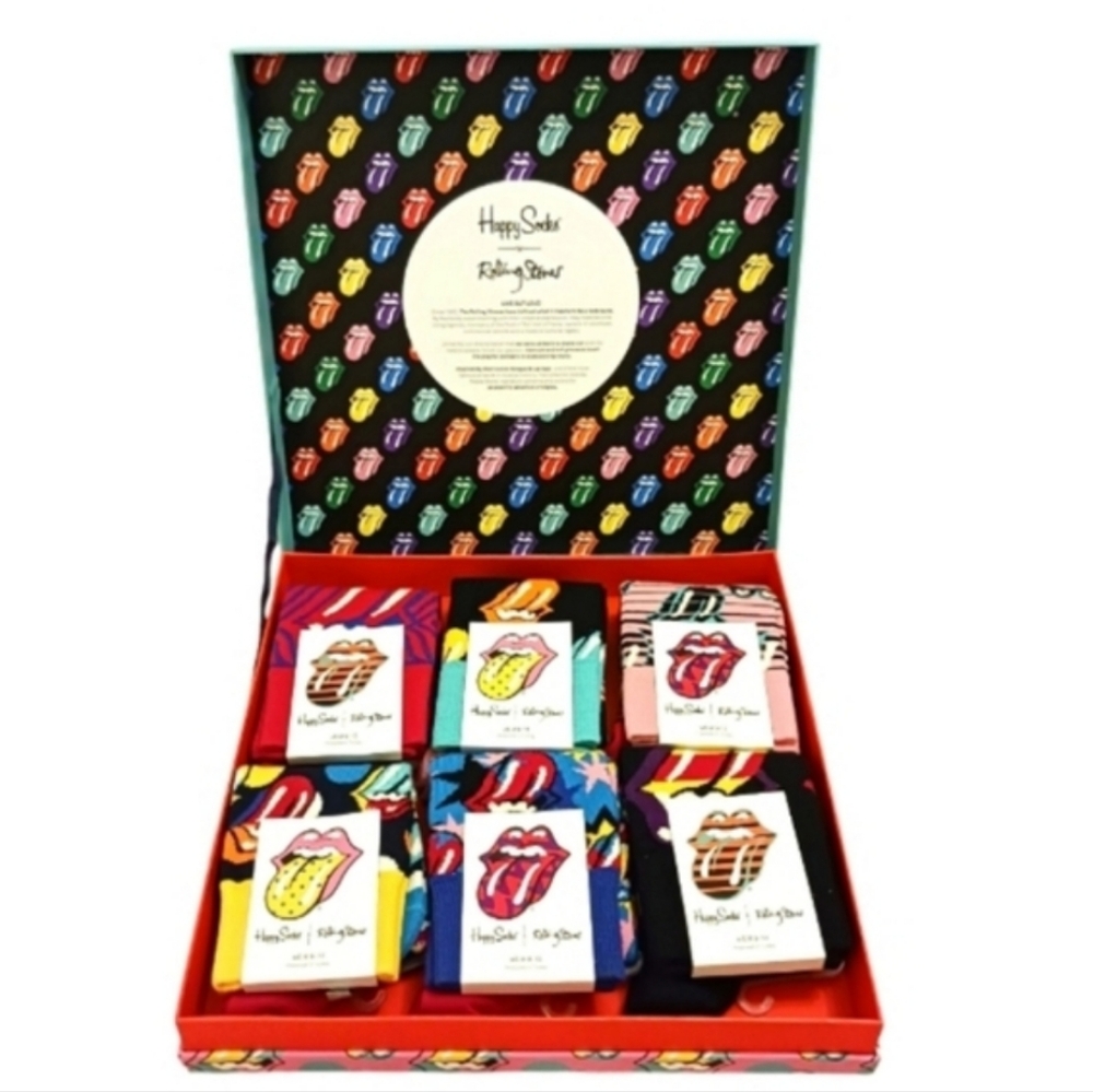 Happy Socks Rolling Stones Gift Box includes 6 Socks & Novelty Box NIB - Picture 10 of 10